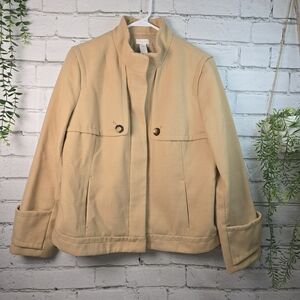 CHICOS WINTER WAIST CASEY JACKET CAMEL TAN WARM STYLISH COAT WOMENS 2 (L)